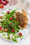 Honey and mustard chicken breast with black sesame and summer salad 1