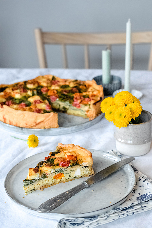 Eier Quiche Mit Spinat Tomaten Und Feta Home And Herbs