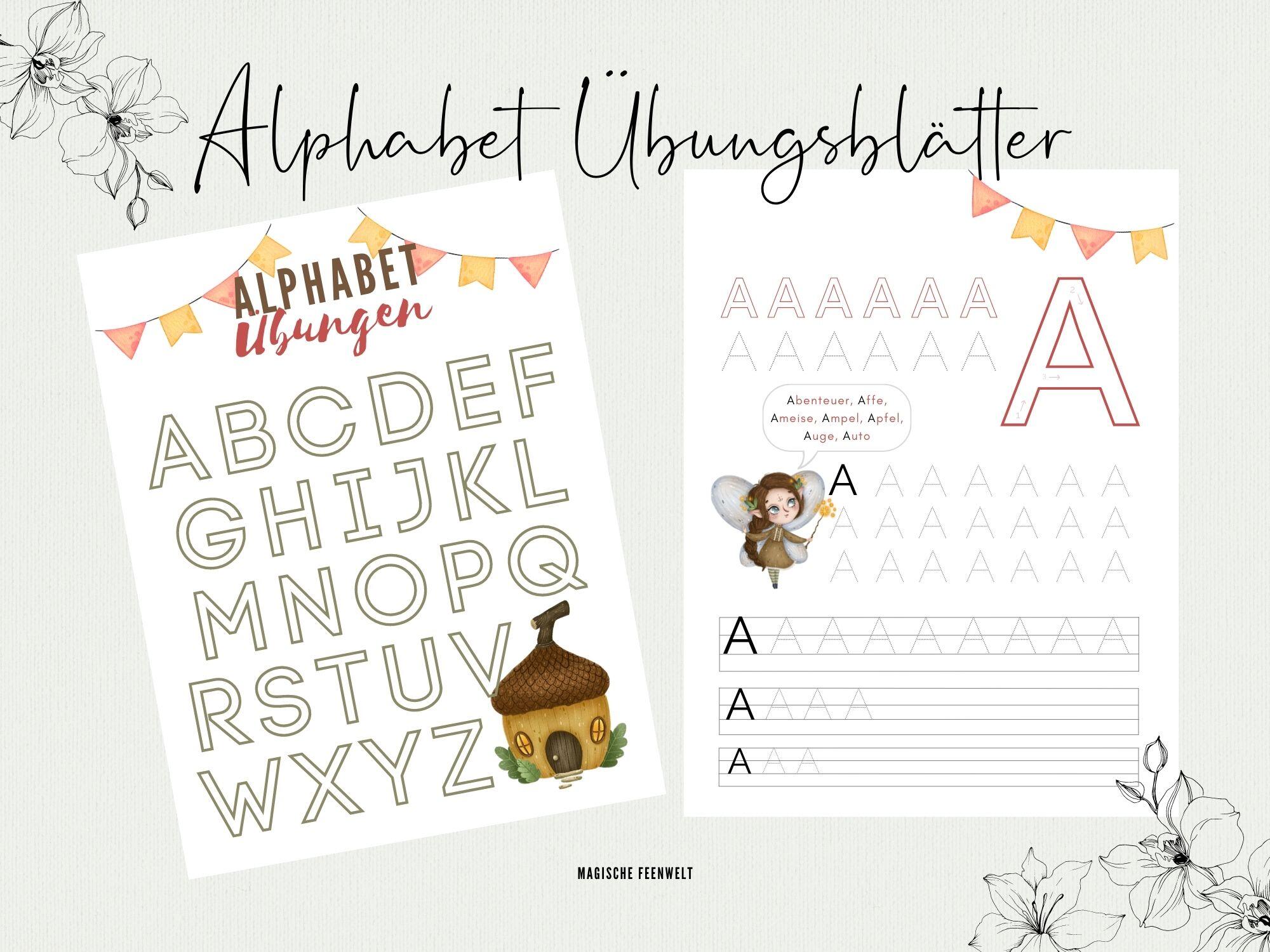 Alphabet Übungsblätter - Erstes Schreiben - Home and Herbs