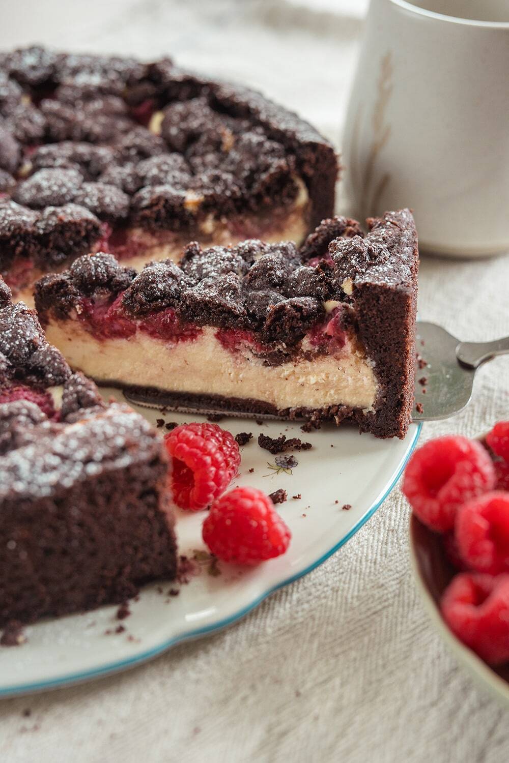 Käsekuchen mit Himbeeren