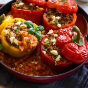 Gefüllte Paprika mit Hackfleisch und Reis