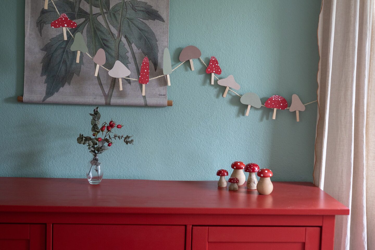 DIY Pilzgirlande basteln - einfache Herbstdeko