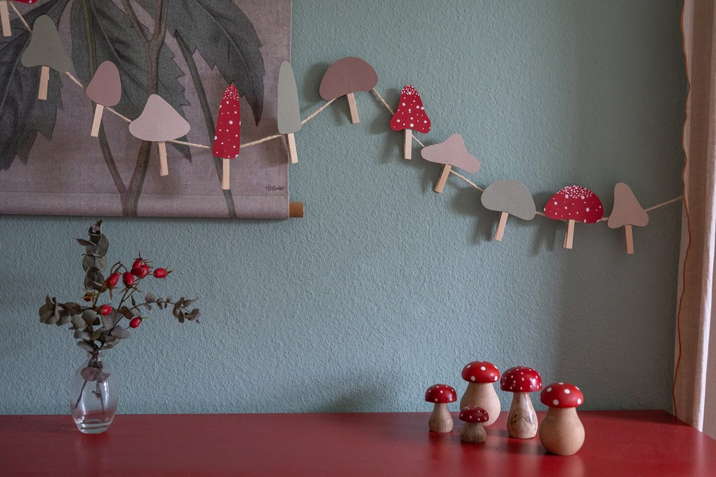 DIY Pilzgirlande basteln - einfache Herbstdeko