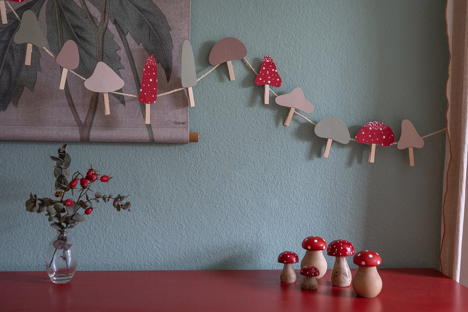 DIY Pilzgirlande basteln - einfache Herbstdeko