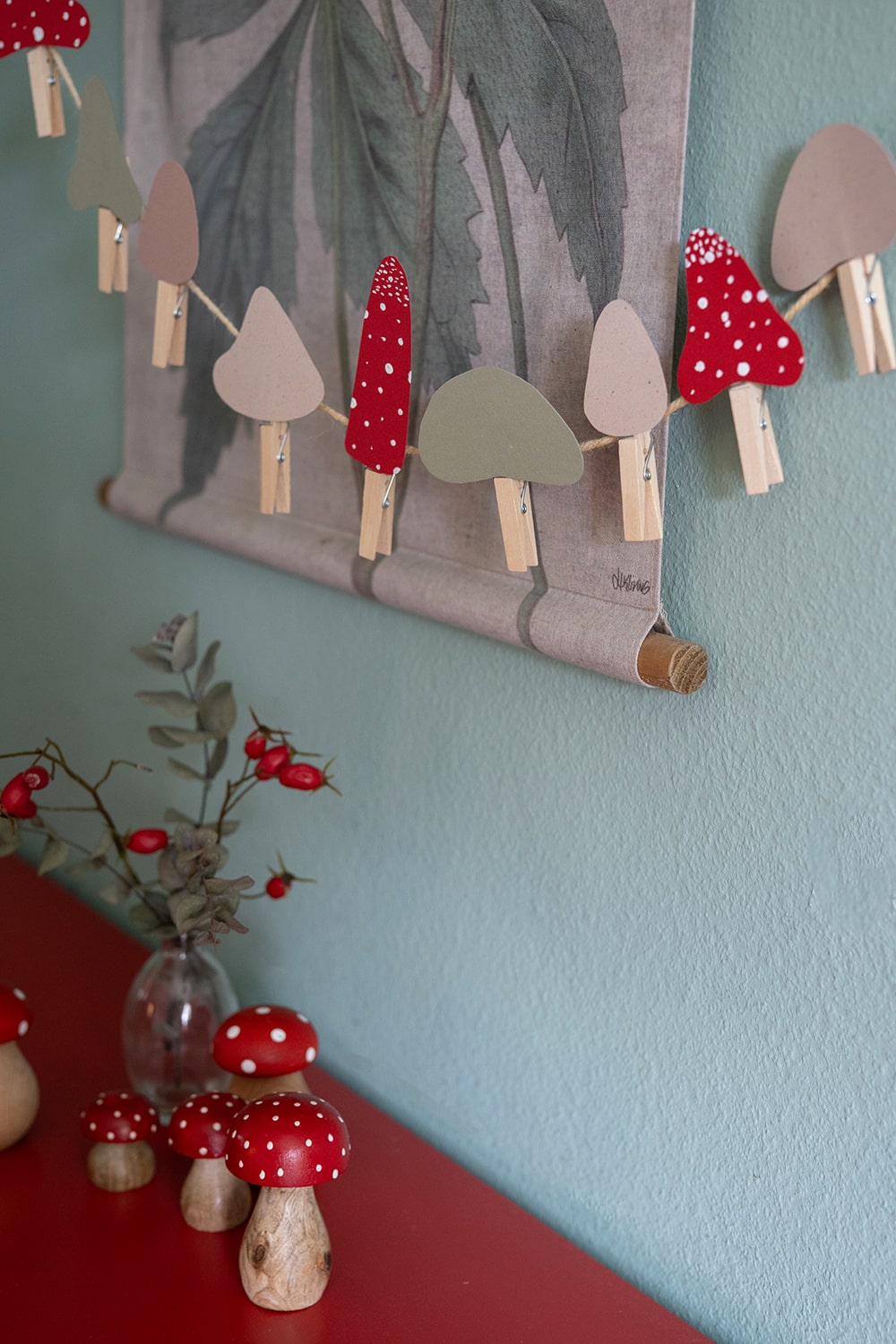 DIY Pilzgirlande basteln - einfache Herbstdeko